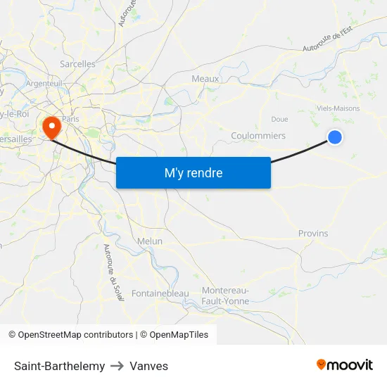 Saint-Barthelemy to Vanves map