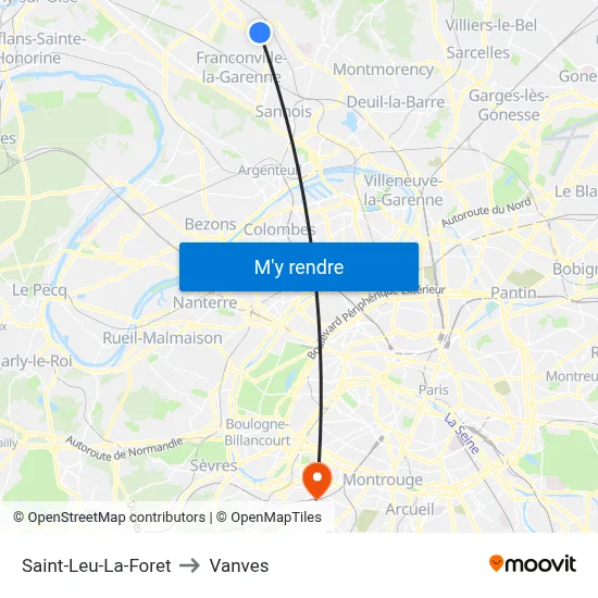 Saint-Leu-La-Foret to Vanves map