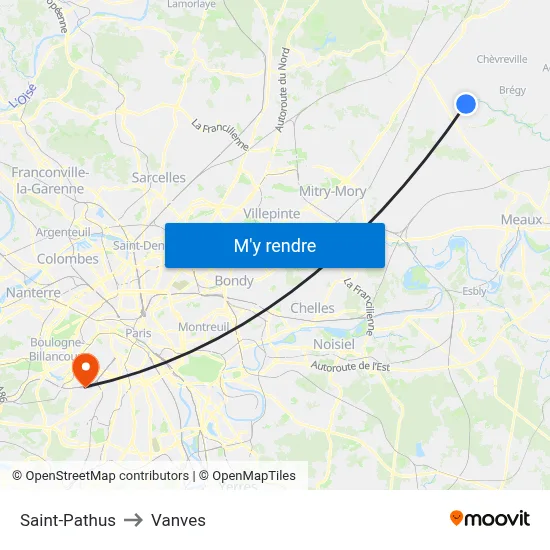 Saint-Pathus to Vanves map
