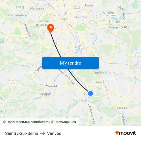 Saintry-Sur-Seine to Vanves map