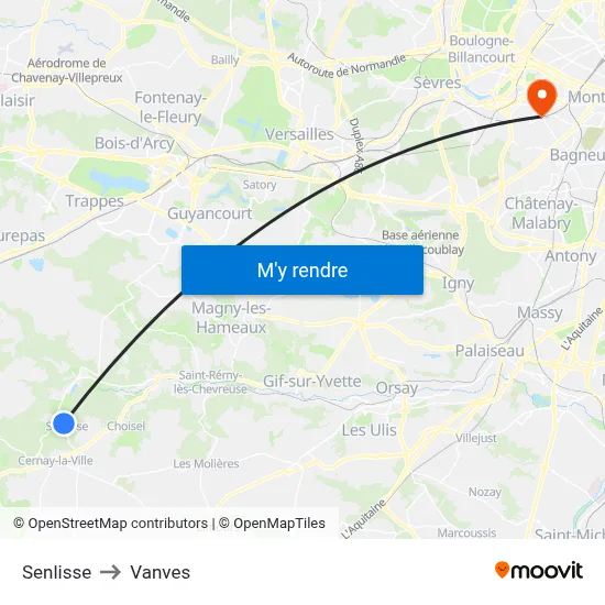 Senlisse to Vanves map