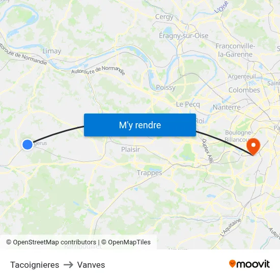 Tacoignieres to Vanves map