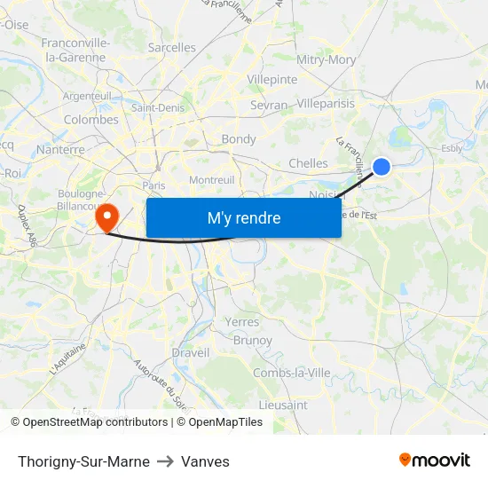 Thorigny-Sur-Marne to Vanves map