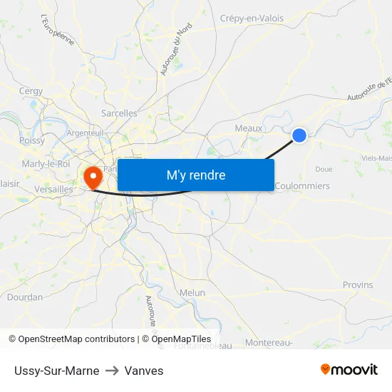 Ussy-Sur-Marne to Vanves map