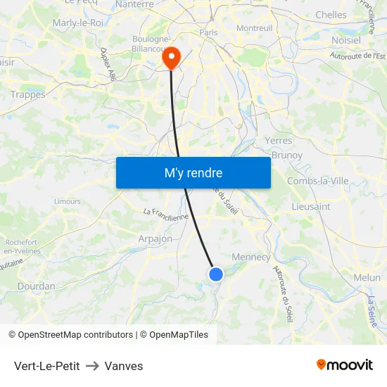 Vert-Le-Petit to Vanves map