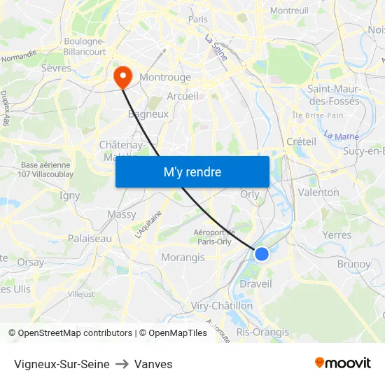 Vigneux-Sur-Seine to Vanves map