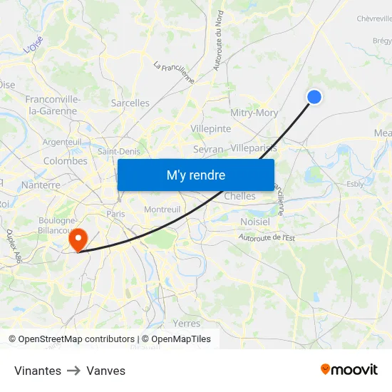 Vinantes to Vanves map