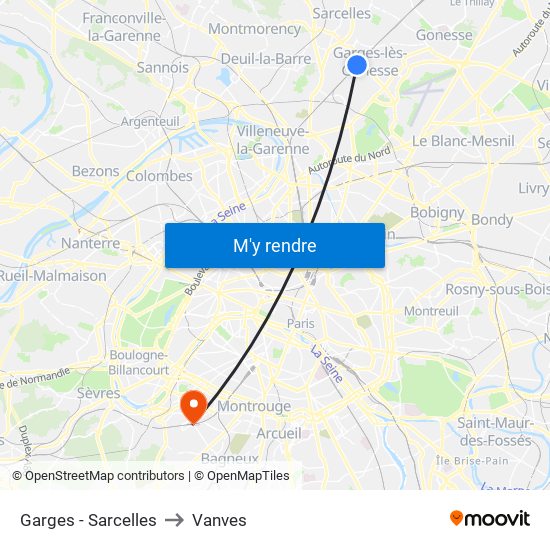 Garges - Sarcelles to Vanves map