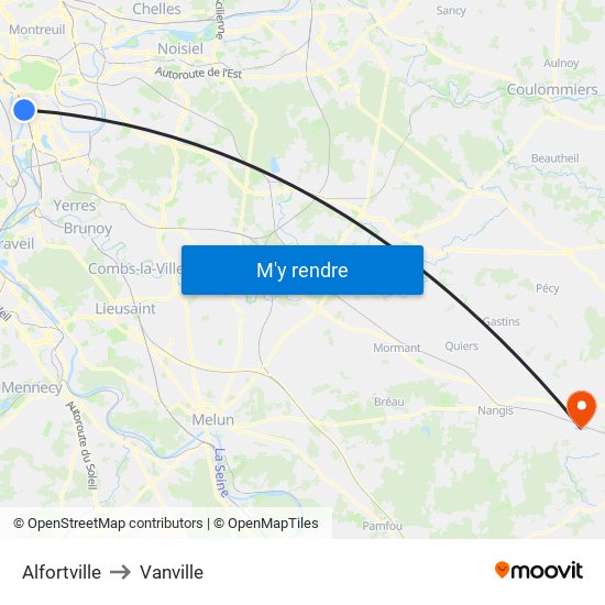 Alfortville to Vanville map