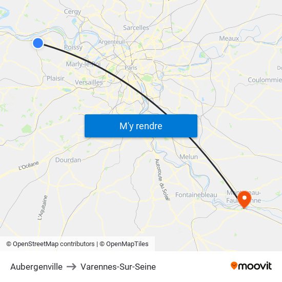 Aubergenville to Varennes-Sur-Seine map