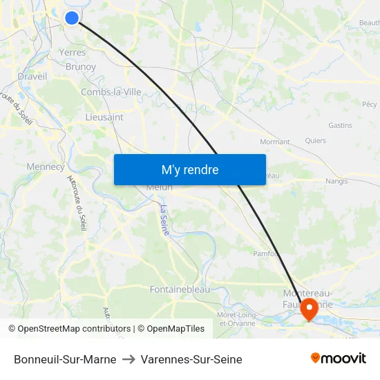 Bonneuil-Sur-Marne to Varennes-Sur-Seine map