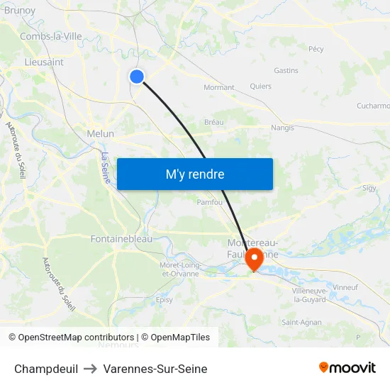 Champdeuil to Varennes-Sur-Seine map