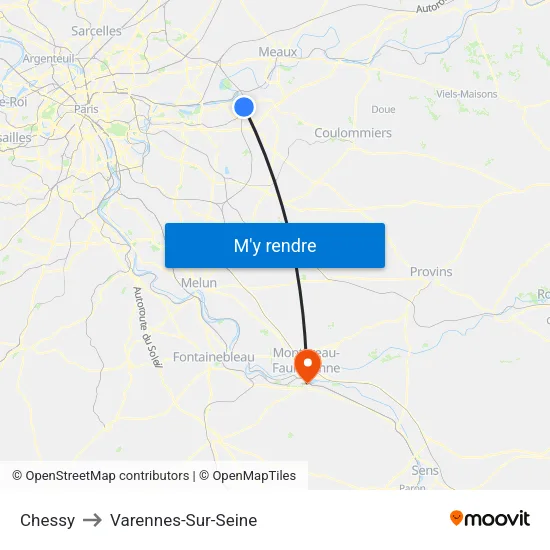 Chessy to Varennes-Sur-Seine map