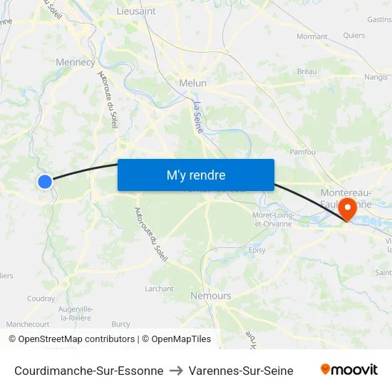Courdimanche-Sur-Essonne to Varennes-Sur-Seine map