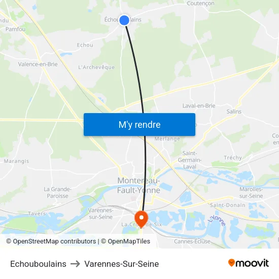 Echouboulains to Varennes-Sur-Seine map