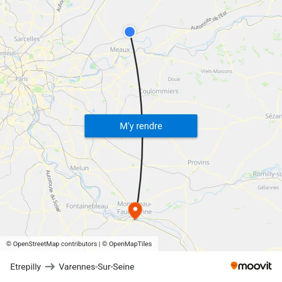 Etrepilly to Varennes-Sur-Seine map