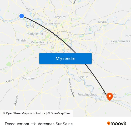 Evecquemont to Varennes-Sur-Seine map