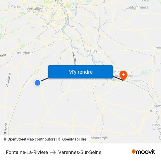 Fontaine-La-Riviere to Varennes-Sur-Seine map