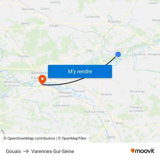 Gouaix to Varennes-Sur-Seine map