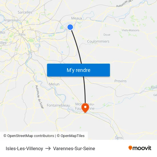 Isles-Les-Villenoy to Varennes-Sur-Seine map