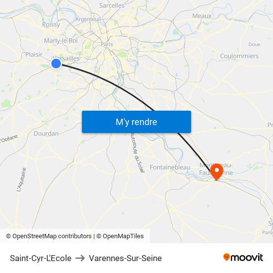 Saint-Cyr-L'Ecole to Varennes-Sur-Seine map