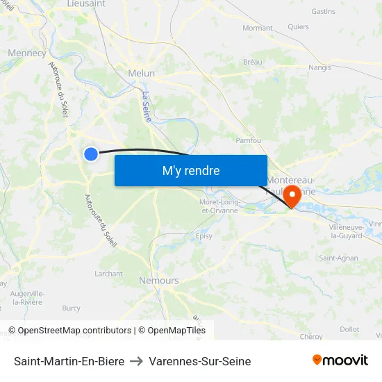 Saint-Martin-En-Biere to Varennes-Sur-Seine map
