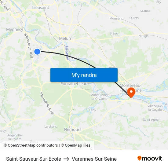 Saint-Sauveur-Sur-Ecole to Varennes-Sur-Seine map