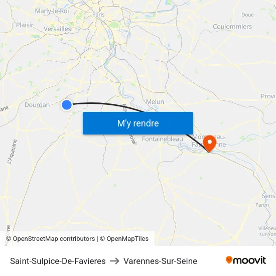 Saint-Sulpice-De-Favieres to Varennes-Sur-Seine map