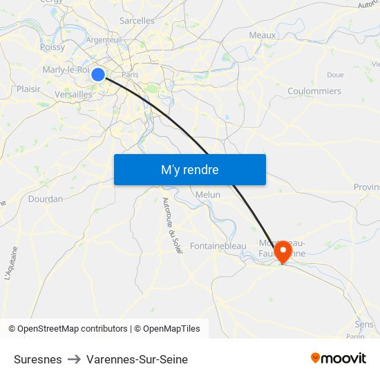 Suresnes to Varennes-Sur-Seine map