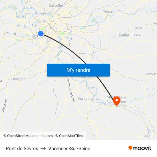 Pont de Sèvres to Varennes-Sur-Seine map