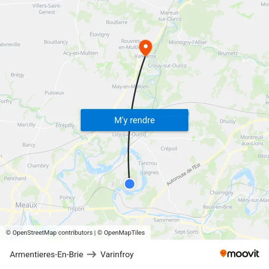 Armentieres-En-Brie to Varinfroy map