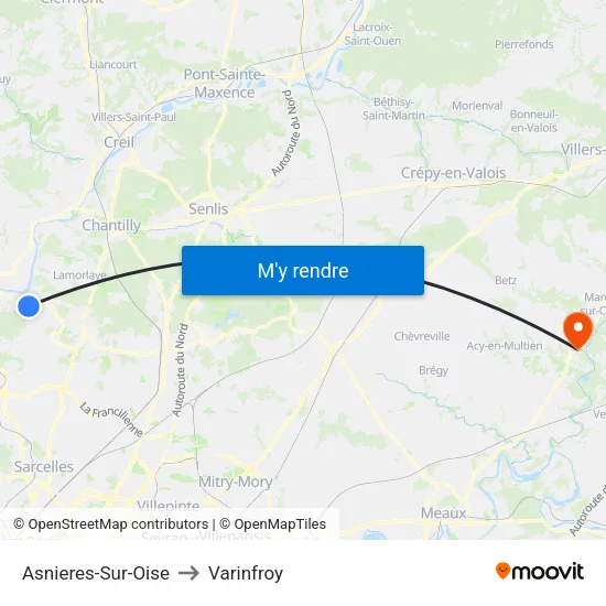 Asnieres-Sur-Oise to Varinfroy map