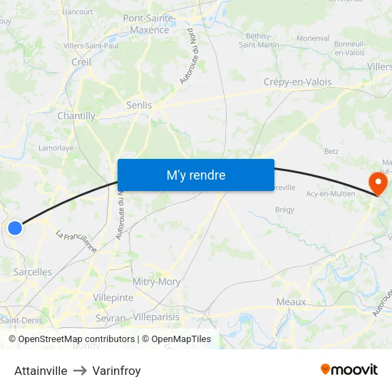 Attainville to Varinfroy map