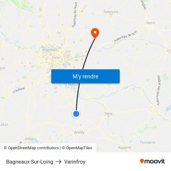 Bagneaux-Sur-Loing to Varinfroy map