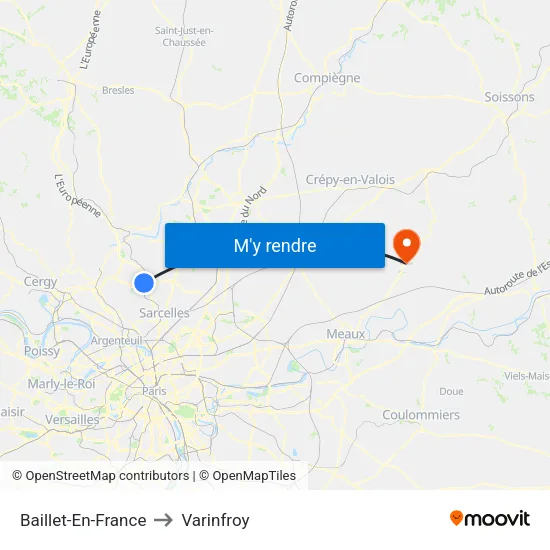 Baillet-En-France to Varinfroy map