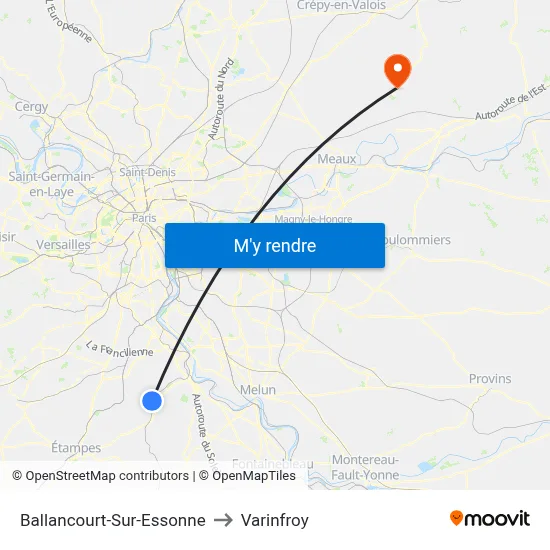 Ballancourt-Sur-Essonne to Varinfroy map