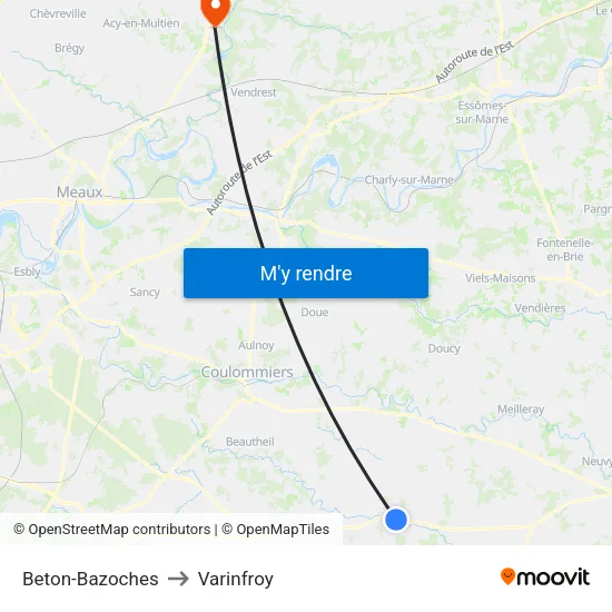 Beton-Bazoches to Varinfroy map