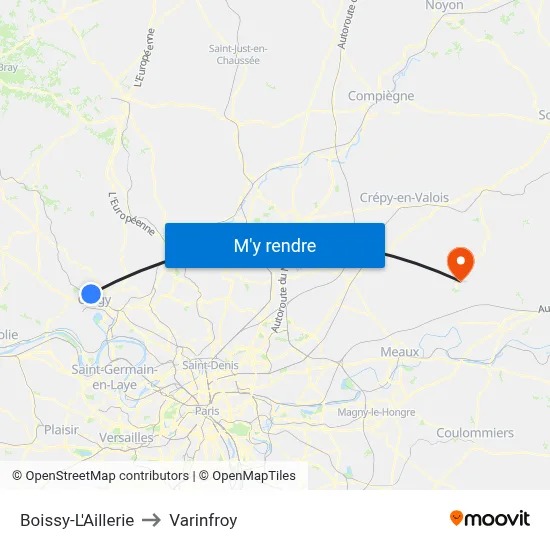 Boissy-L'Aillerie to Varinfroy map