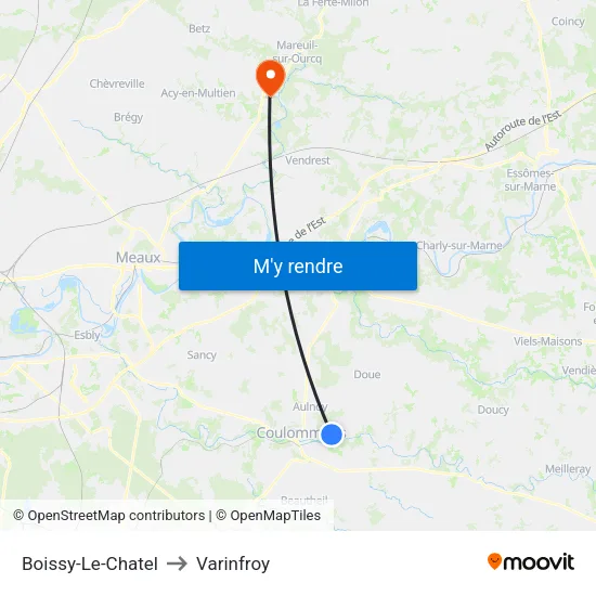 Boissy-Le-Chatel to Varinfroy map