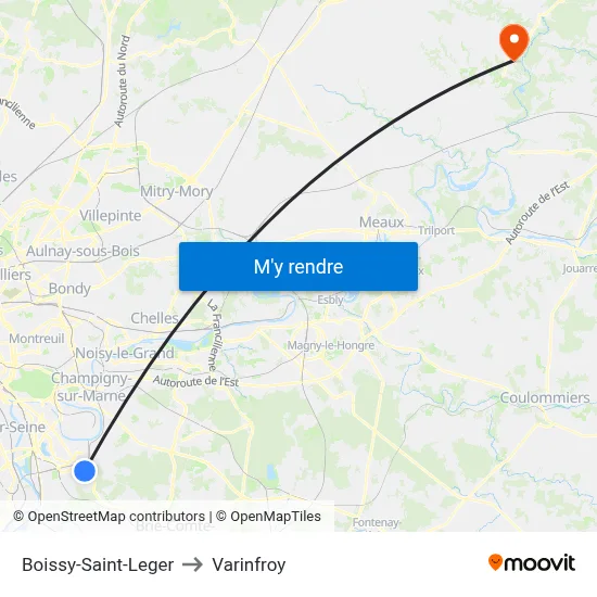 Boissy-Saint-Leger to Varinfroy map