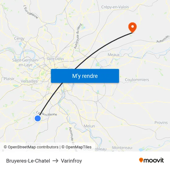 Bruyeres-Le-Chatel to Varinfroy map