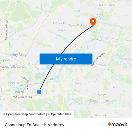 Chanteloup-En-Brie to Varinfroy map