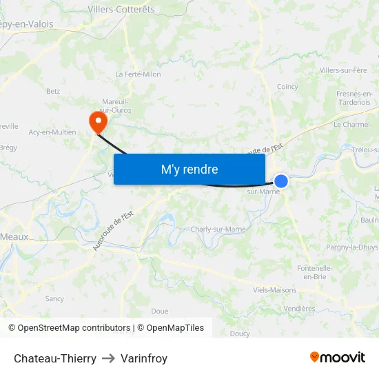 Chateau-Thierry to Varinfroy map