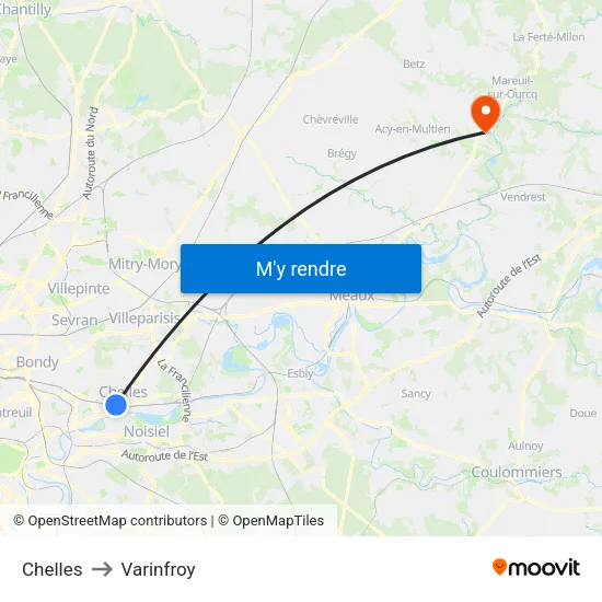 Chelles to Varinfroy map