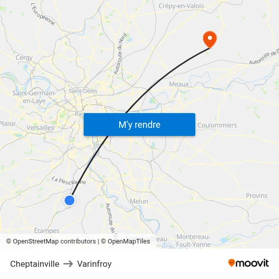 Cheptainville to Varinfroy map