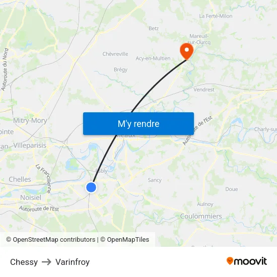 Chessy to Varinfroy map