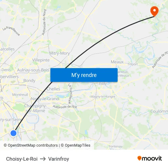 Choisy-Le-Roi to Varinfroy map