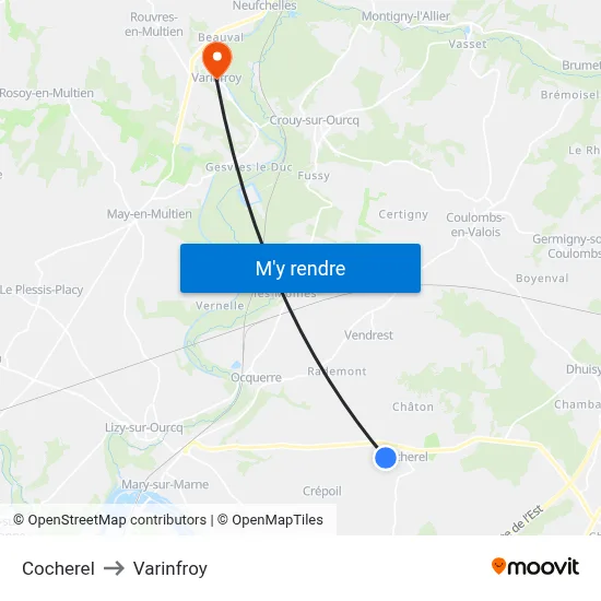 Cocherel to Varinfroy map