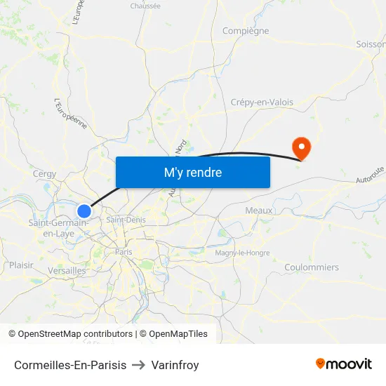 Cormeilles-En-Parisis to Varinfroy map