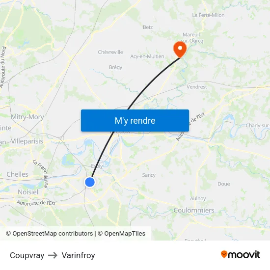 Coupvray to Varinfroy map